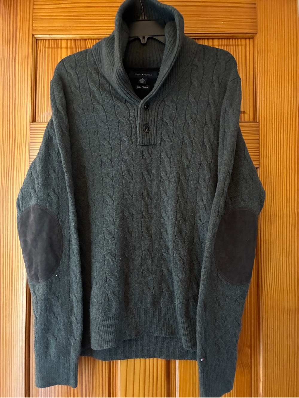 Vintage Tommy Hilfiger Lux Collection Dark Green Cable Knit pullover with extra